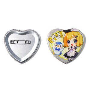 Custom Heart Glitter/Holographic Button Badges